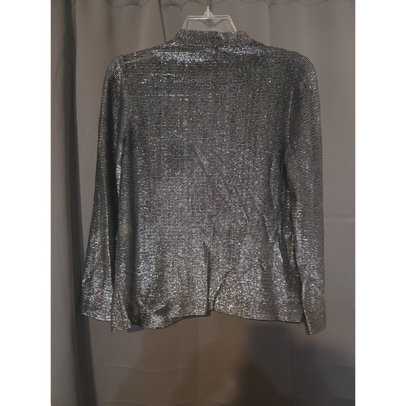 R&K Silver Metallic Sparkle Jacket, Women's Size 8 Petite, Formal Evening Blazer - Picture 2 of 8